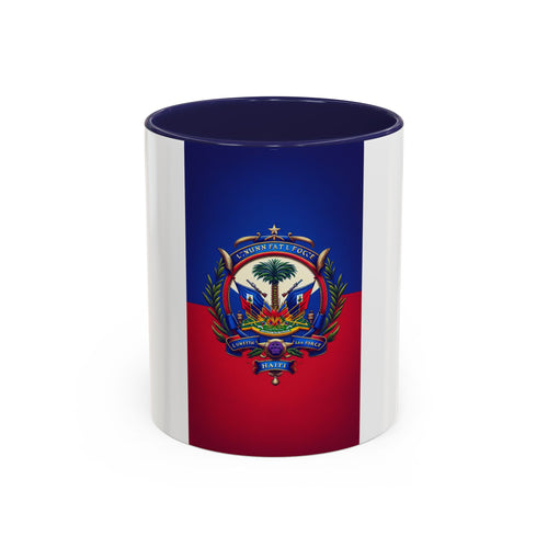 Haiti Flag Accent Coffee Mug — Haitian Coat of Arms 11/15oz